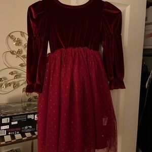 Velvet Burgundy Dress with Sheer Overlay